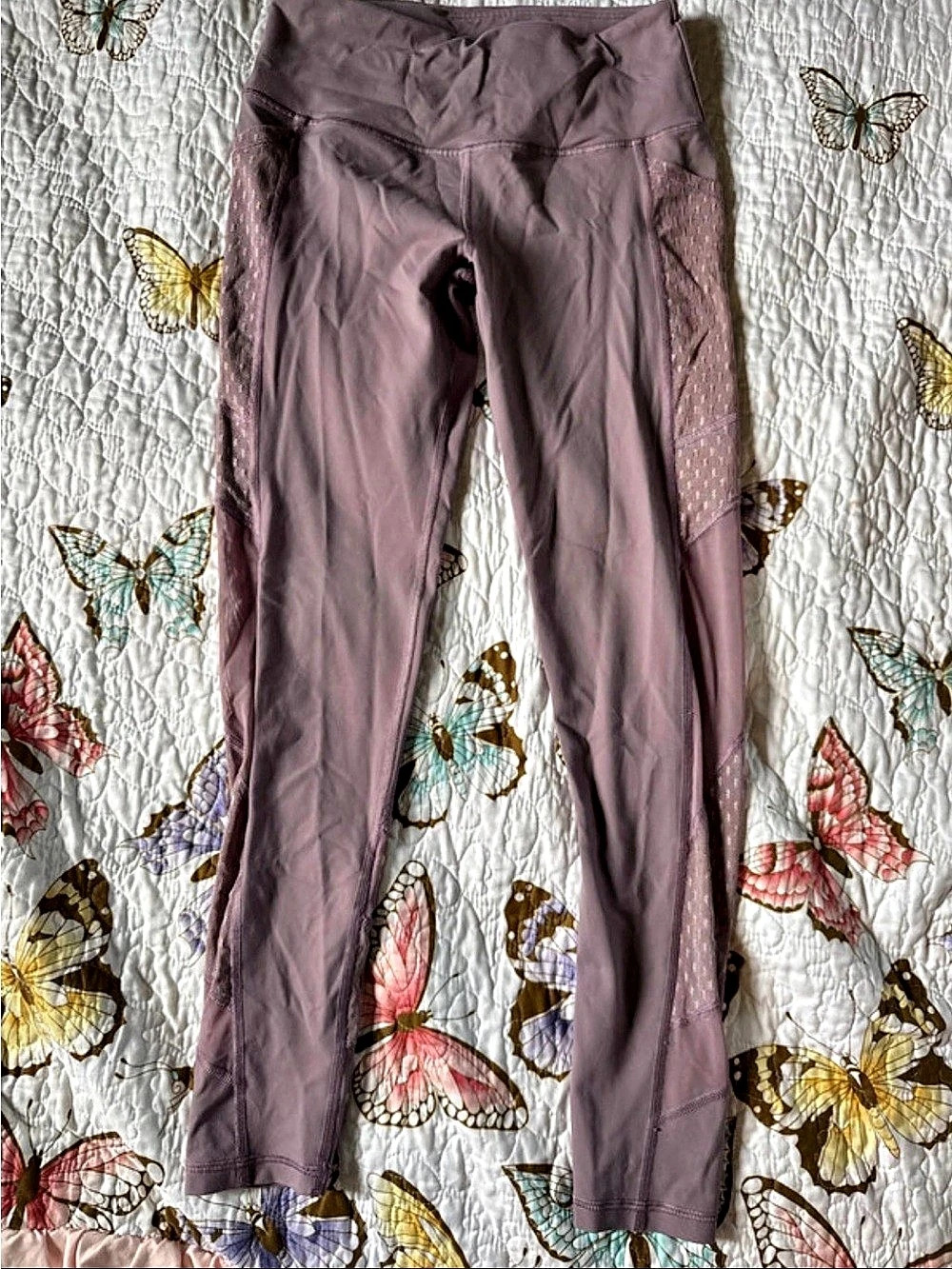Victoria's Secret Sport Mesh Panel Athletic Leggings in Purple
